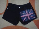 Shorts Jeans Azul Marinho com bandeira