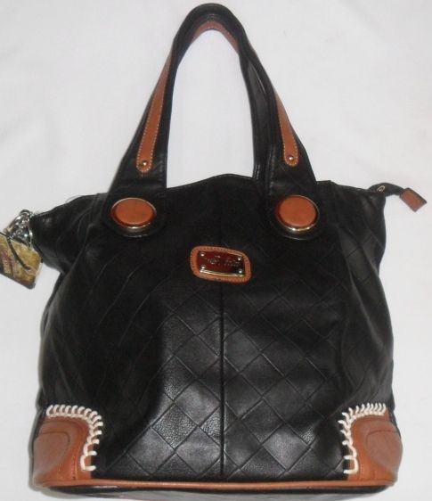 Bolsa couro ecologico Preta com Marrom