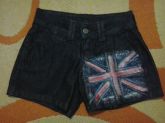 Shorts Jeans Azul Marinho com bandeira