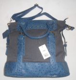 Bolsa Couro ecologico com pano Azul